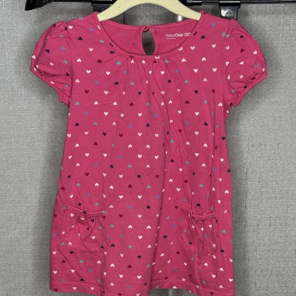 Baby GAP - Girls - Short Sleeve Heart Dress - Size 3 Years / 3T
